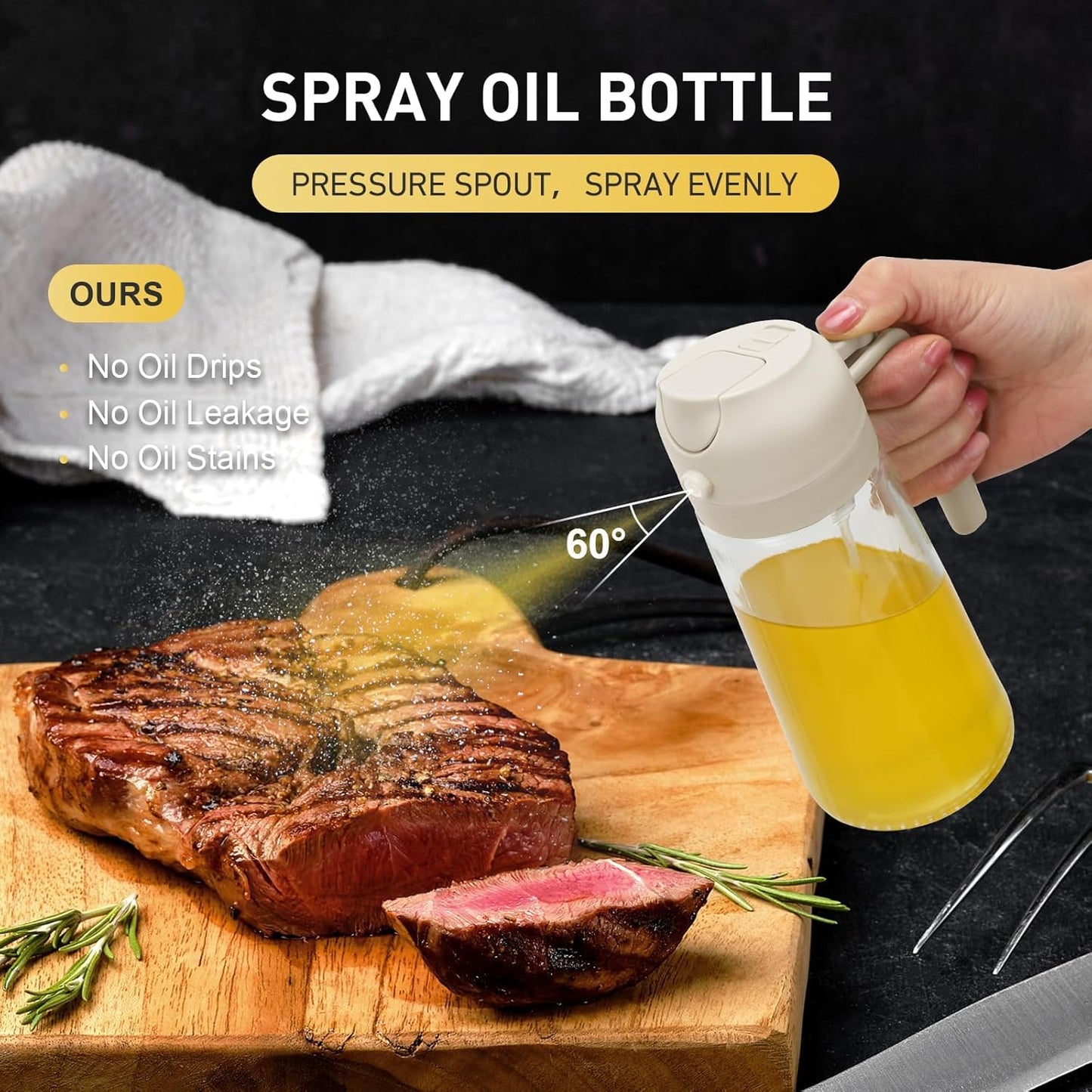 2-in-1 Oil Dispenser - Glass, Spray and Pour Design